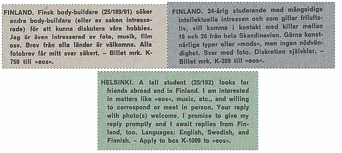 Kontakti-ilmoituksia Tanskan kautta